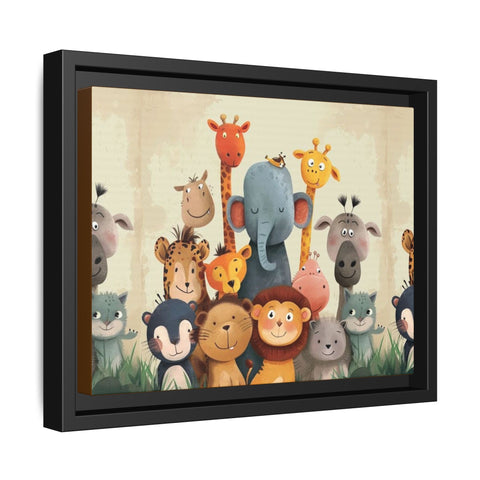 Whimsical Animal Art Print - Framed Canvas for Kids' Rooms