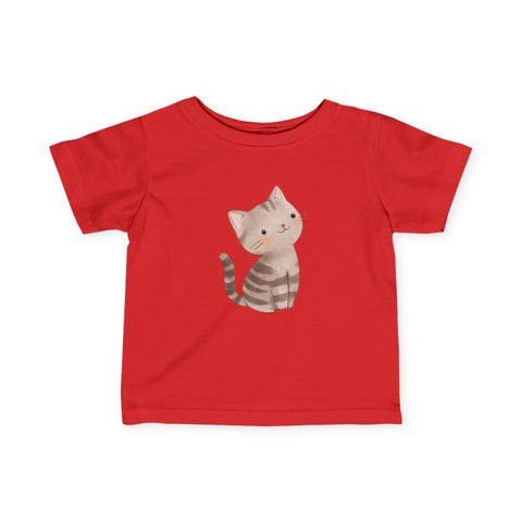 Cute Cat Infant Fine Jersey Tee - Adorable Yellow Baby T-Shirt