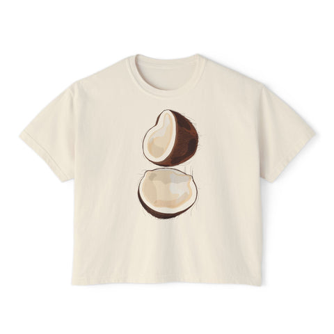 Coconut Boxy Tee - Soft Casual Top, Beachwear, Summer Fashion, Eco-Friendly Gift, Tropical Vibes