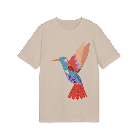 Vibrant Hummingbird Unisex T-Shirt - Artistic Floral Design for Creators