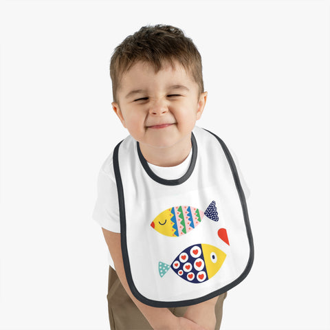 Cute Fish Design Baby Bib - Contrast Trim