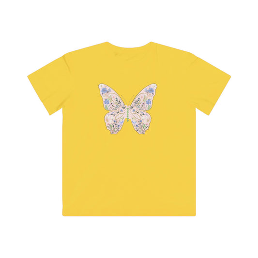Kids Butterflies Graphic Tee - Bright Yellow Butterfly Design