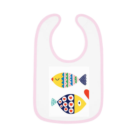 Cute Fish Design Baby Bib - Contrast Trim