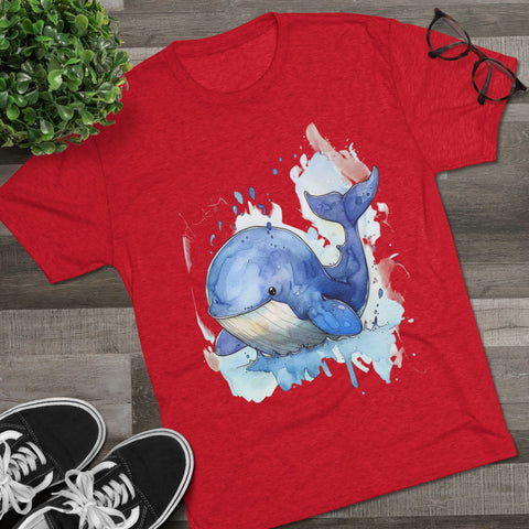 Whale Splash Unisex Tri-Blend Crew Tee - Eco-Friendly Fun Shirt