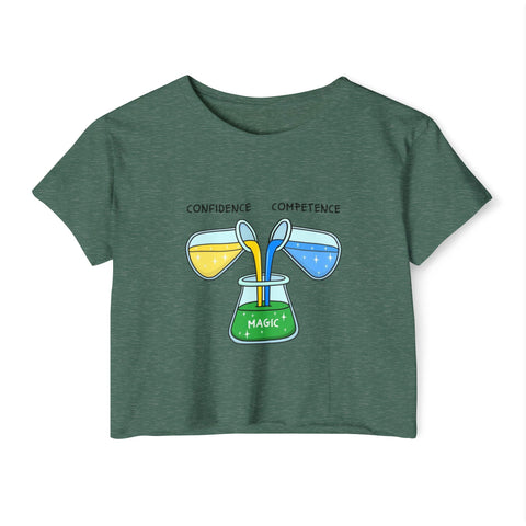 Confidence & Competence Festival Crop Top, Cute Summer Tee, Boho Chic Top, Music Festival Outfit, Casual Women's Wear