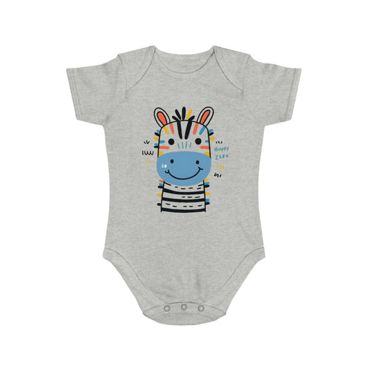 Happy Zebra Short Sleeve Baby Bodysuit - Cute Infant Outfit for Celebrations & Everyday Wear