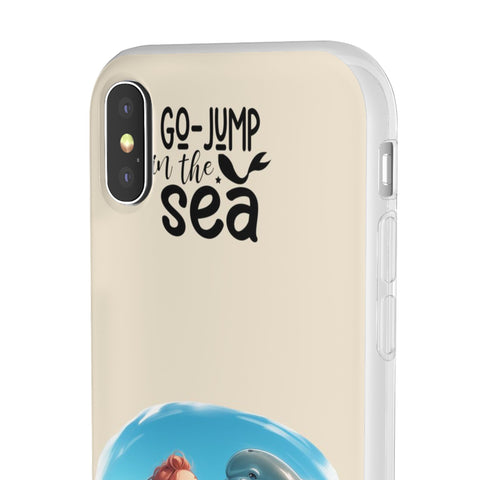 Cute Dolphin Phone Case, Go Jump in the Sea, Ocean Lover Gift, Beach Vibe Accessory, Summer Tech Gear, Kids Phone Cover