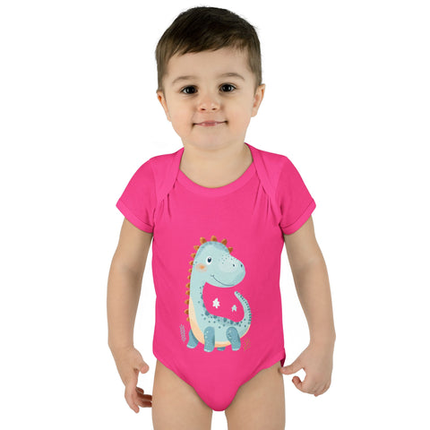 Cute Dinosaur Infant Bodysuit - Adorable Baby Rib Bodysuit for Newborns