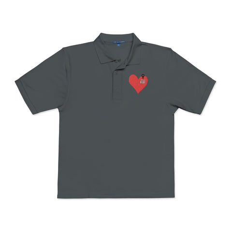 Embroidered Heart Unisex Polo Shirt - Casual Chic for Everyday Wear