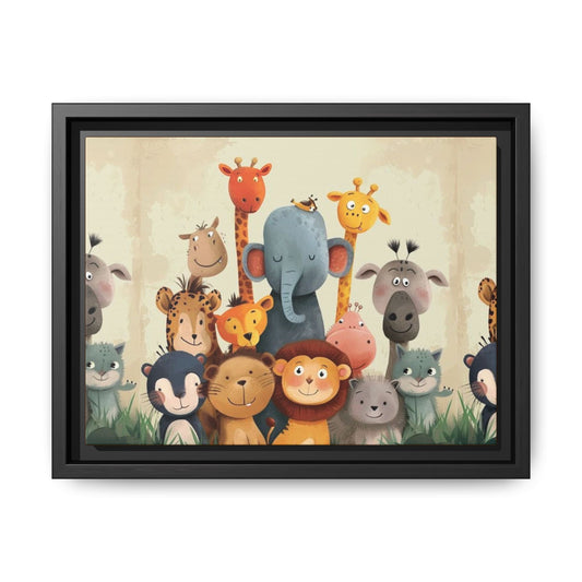Whimsical Animal Art Print - Framed Canvas for Kids' Rooms