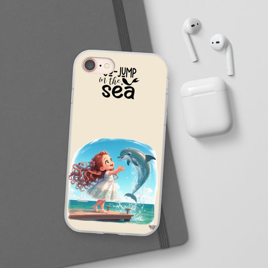 Cute Dolphin Phone Case, Go Jump in the Sea, Ocean Lover Gift, Beach Vibe Accessory, Summer Tech Gear, Kids Phone Cover