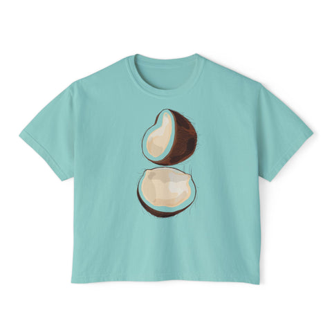 Coconut Boxy Tee - Soft Casual Top, Beachwear, Summer Fashion, Eco-Friendly Gift, Tropical Vibes