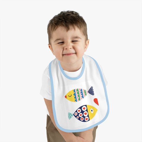 Cute Fish Design Baby Bib - Contrast Trim