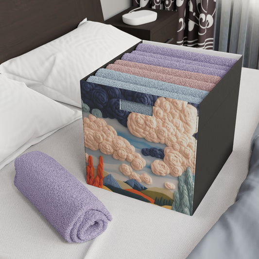 Stylish Felt Storage Box with Colorful Landscape Design - Perfect for Home Organization and Decor