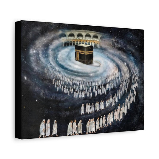 Spiritual Wall Art - Matte Canvas of Kaaba in Cosmic Journey