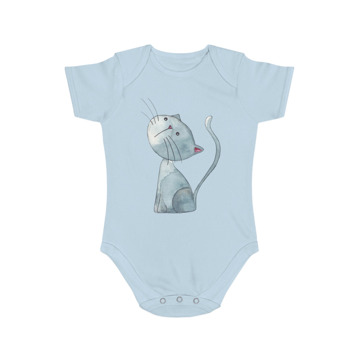 Adorable Cat Print Short Sleeve Baby Bodysuit for Newborns