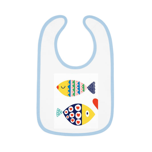 Cute Fish Design Baby Bib - Contrast Trim