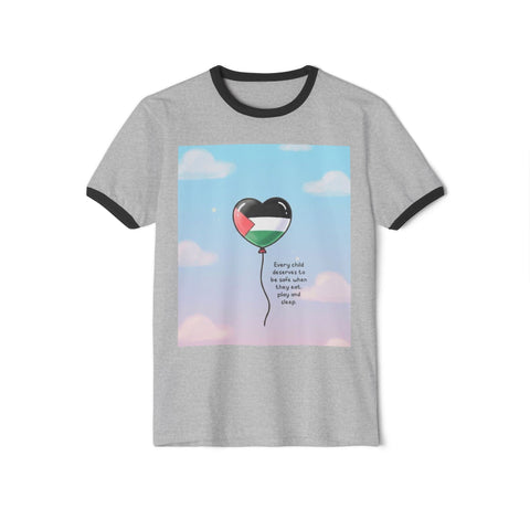 Heart Balloon Unisex Cotton Ringer T-Shirt, Inspirational Tee, Everyday Wear, Gift for Parents, Eco-Friendly Fashion