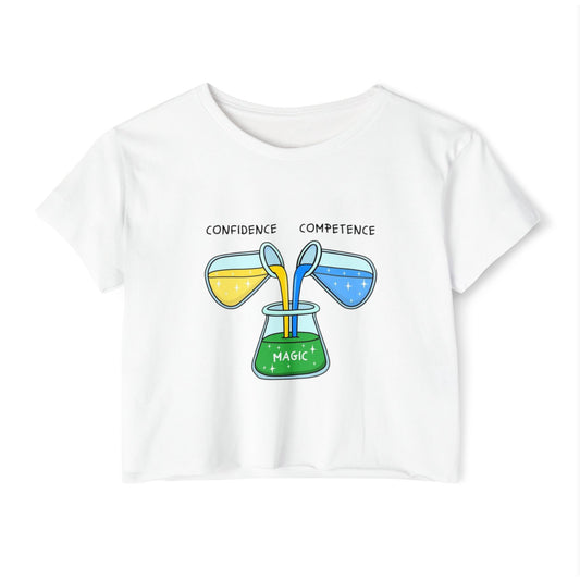Confidence & Competence Festival Crop Top, Cute Summer Tee, Boho Chic Top, Music Festival Outfit, Casual Women's Wear