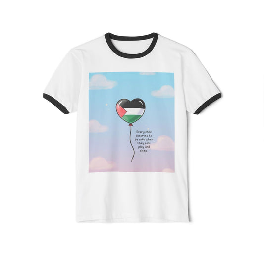 Heart Balloon Unisex Cotton Ringer T-Shirt, Inspirational Tee, Everyday Wear, Gift for Parents, Eco-Friendly Fashion