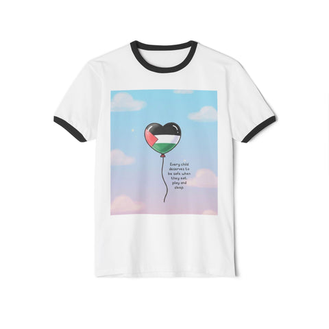 Heart Balloon Unisex Cotton Ringer T-Shirt, Inspirational Tee, Everyday Wear, Gift for Parents, Eco-Friendly Fashion