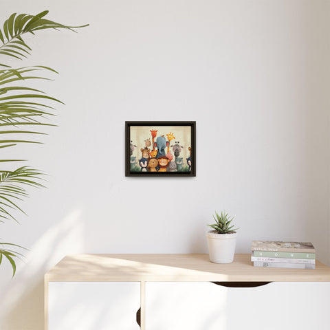 Whimsical Animal Art Print - Framed Canvas for Kids' Rooms