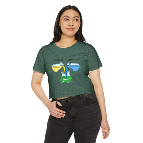 Confidence & Competence Festival Crop Top, Cute Summer Tee, Boho Chic Top, Music Festival Outfit, Casual Women's Wear