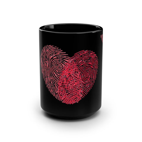 Fingerprint Heart Black Mug