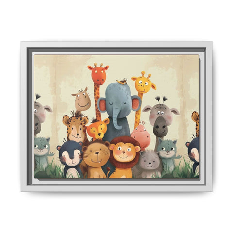 Whimsical Animal Art Print - Framed Canvas for Kids' Rooms