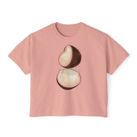 Coconut Boxy Tee - Soft Casual Top, Beachwear, Summer Fashion, Eco-Friendly Gift, Tropical Vibes