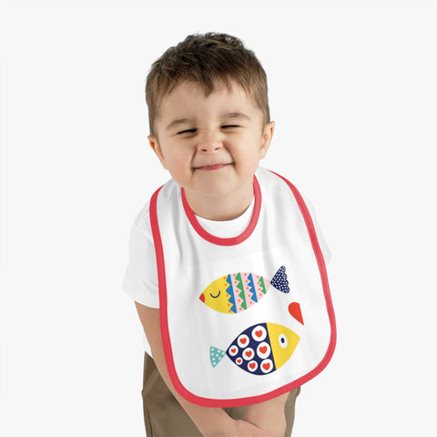 Cute Fish Design Baby Bib - Contrast Trim