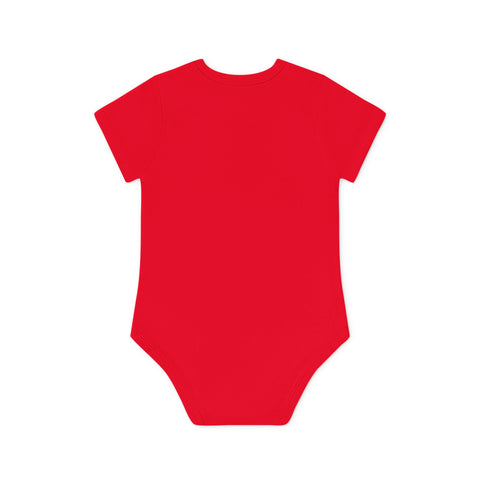 Cute Organic Baby Bodysuit with Rainbow and Teddy Bear Design