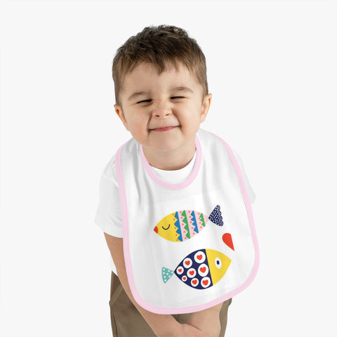 Cute Fish Design Baby Bib - Contrast Trim