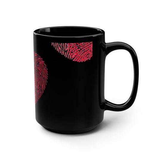 Fingerprint Heart Black Mug