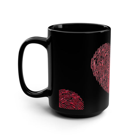 Fingerprint Heart Black Mug