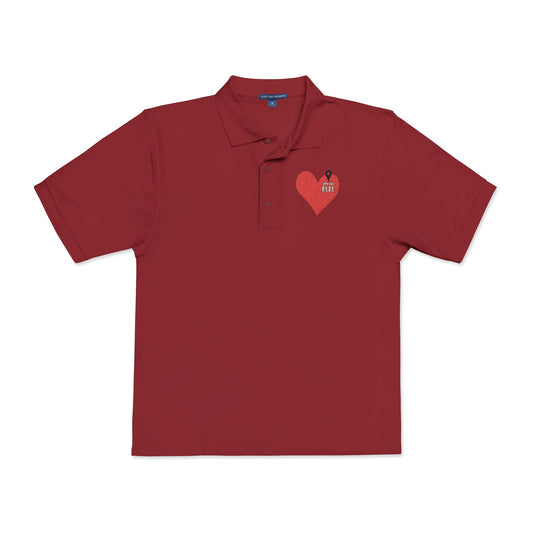 Embroidered Heart Unisex Polo Shirt - Casual Chic for Everyday Wear