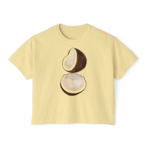 Coconut Boxy Tee - Soft Casual Top, Beachwear, Summer Fashion, Eco-Friendly Gift, Tropical Vibes