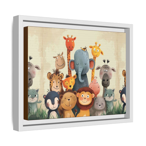 Whimsical Animal Art Print - Framed Canvas for Kids' Rooms