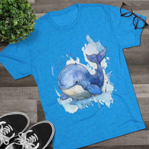 Whale Splash Unisex Tri-Blend Crew Tee - Eco-Friendly Fun Shirt