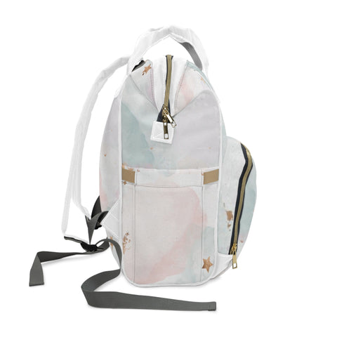 Chic Multifunctional Diaper Backpack | Stylish & Practical Baby Bag with Watercolor Design