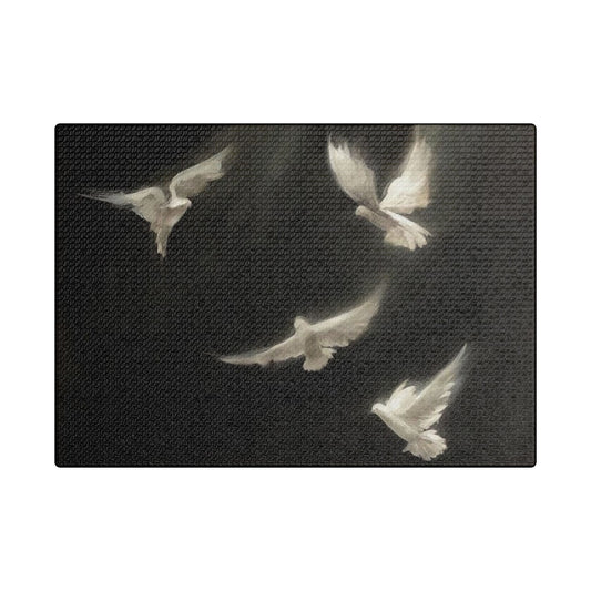 Elegant Satin Canvas Wall Art - Graceful Doves in Flight