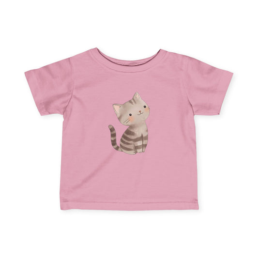 Cute Cat Infant Fine Jersey Tee - Adorable Yellow Baby T-Shirt