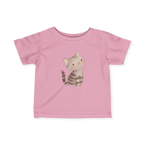 Cute Cat Infant Fine Jersey Tee - Adorable Yellow Baby T-Shirt