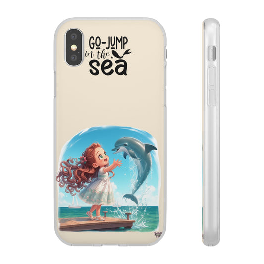 Cute Dolphin Phone Case, Go Jump in the Sea, Ocean Lover Gift, Beach Vibe Accessory, Summer Tech Gear, Kids Phone Cover
