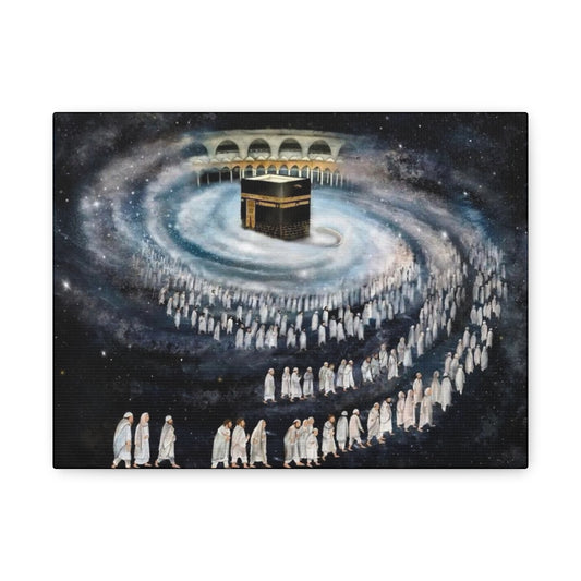 Spiritual Wall Art - Matte Canvas of Kaaba in Cosmic Journey