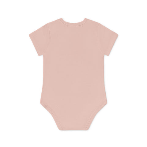 Cute Organic Baby Bodysuit with Rainbow and Teddy Bear Design