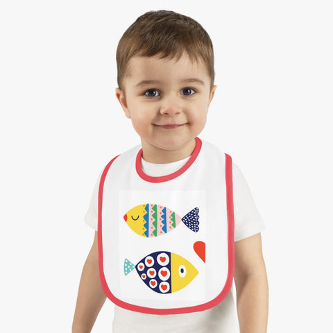 Cute Fish Design Baby Bib - Contrast Trim