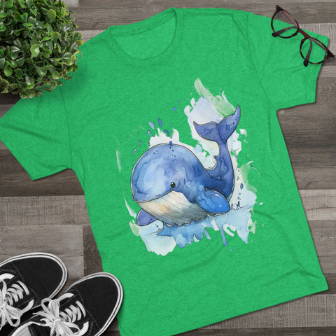 Whale Splash Unisex Tri-Blend Crew Tee - Eco-Friendly Fun Shirt