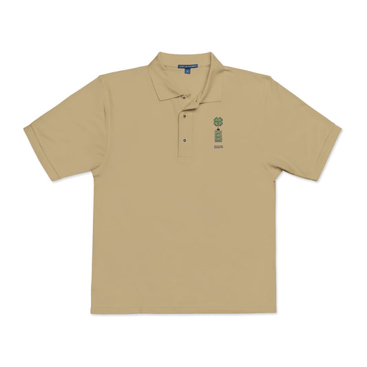 Embroidered Unisex Polo Shirt with Lucky Clover Design