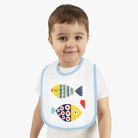 Cute Fish Design Baby Bib - Contrast Trim
